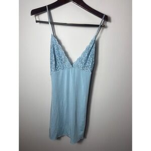 Blue Lace Chemise Slip‎ Nightgown NWT Size Medium Stretch Intimates